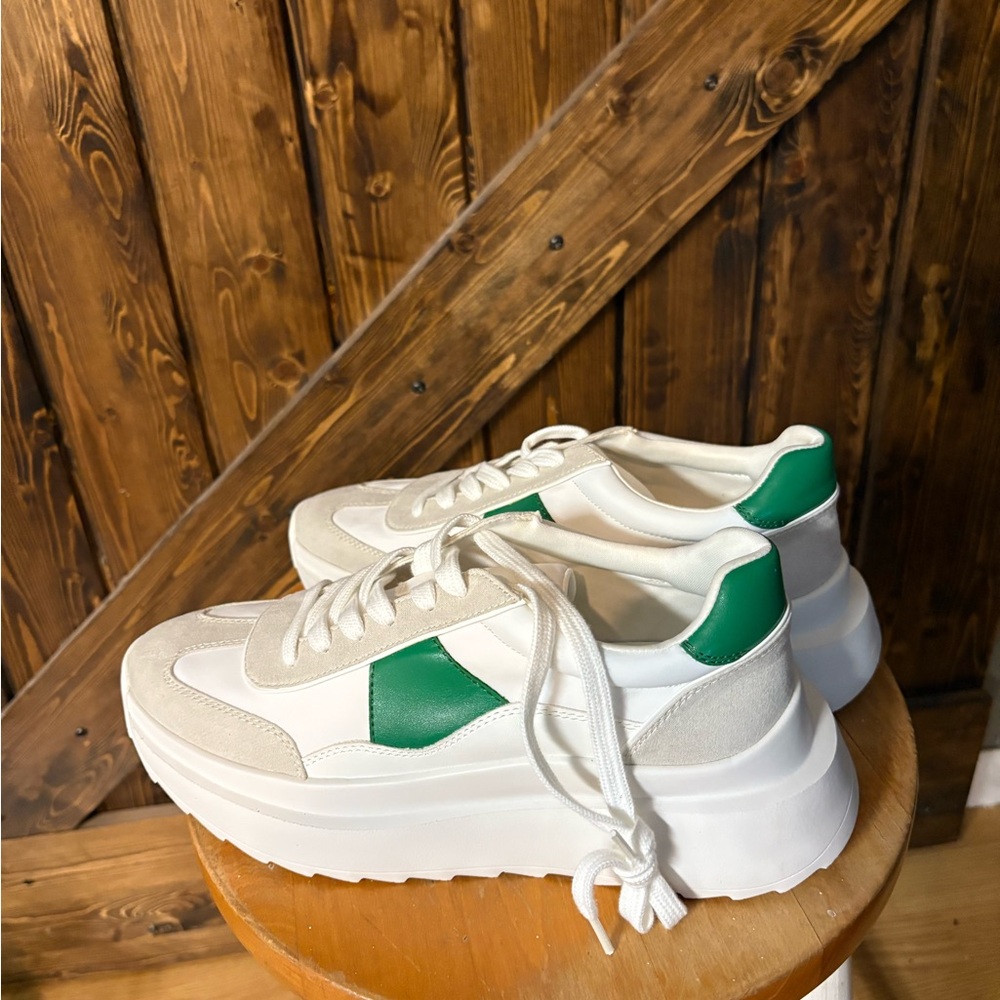 Madden Girl Green and White Chunky Sole Sneakers